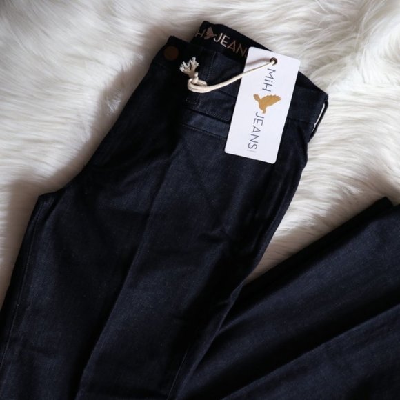 Anthropologie MiH Mid Rise Dark Blue Flare Jeans - Picture 4 of 8